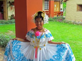 Panama girl with blue and white pollera in El Valle de Anton, Panama – Best Places In The World To Retire – International Living